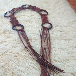 Beautiful leather and wood belt